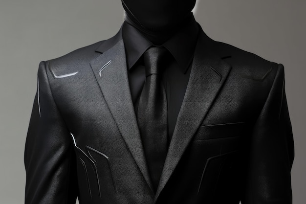 a person wearing a black suit and tie