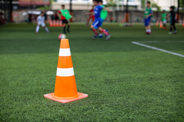 A person wearing a blue shirt is playing soccer