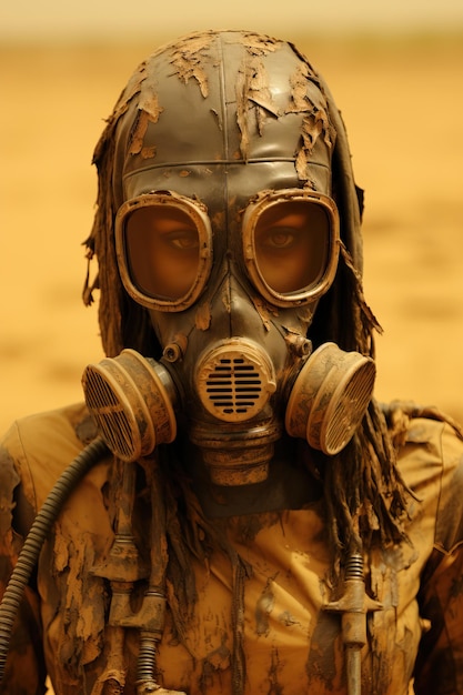 a person wearing a gas mask