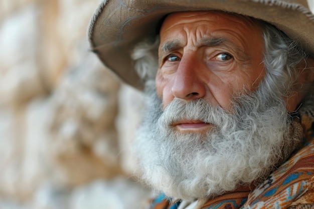 Person wearing hat closeup