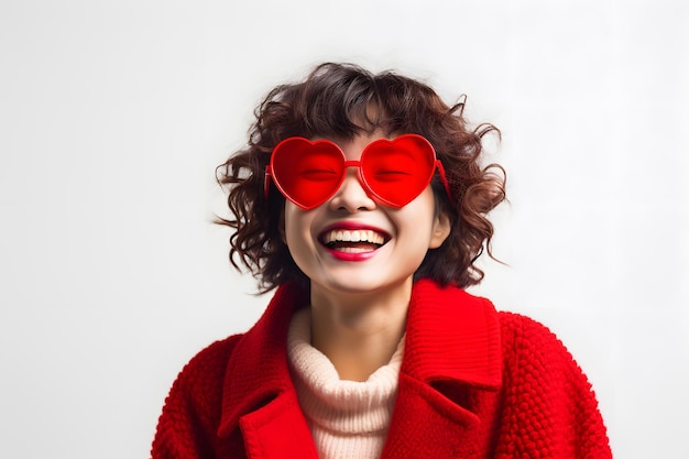 person wearing heart shaped sunglasses radiating love and joy on Valentines Day
