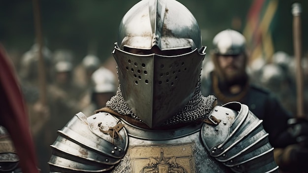 a person wearing a helmet and armor