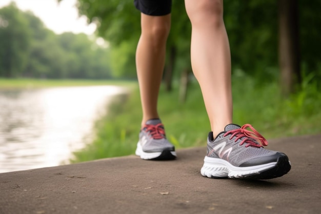 A person wearing a new balance running shoe