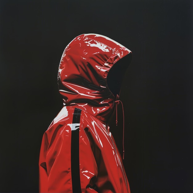 Photo a person wearing a red raincoat