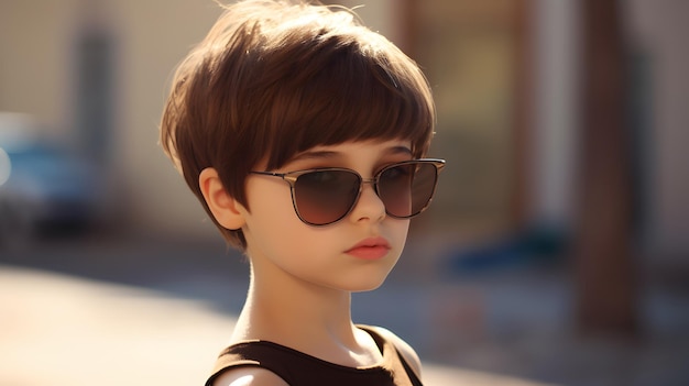 Photo a person wearing stylish sunglasses