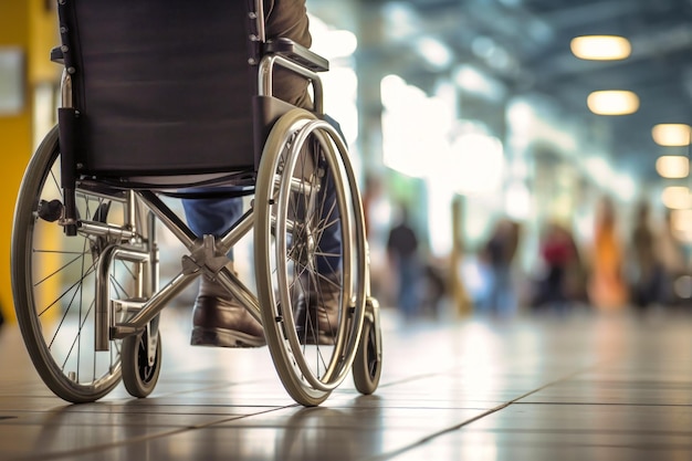 Person in Wheelchair at Airport Terminal