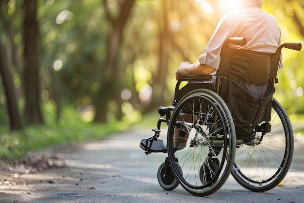 A person in a wheelchair on a path