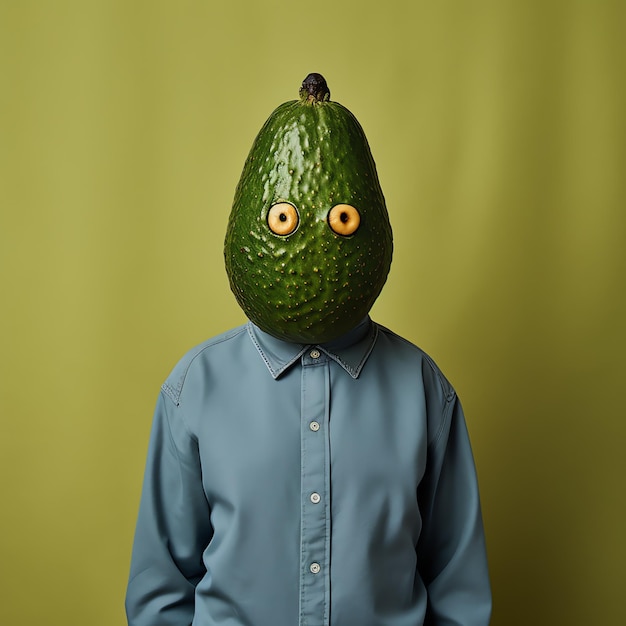 A person with a avocado head