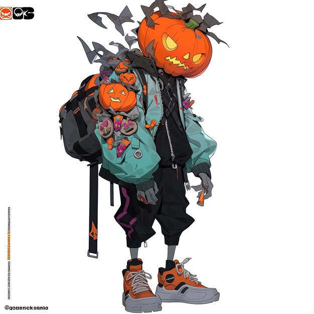 Photo a person with a backpack that says pumpkins on it