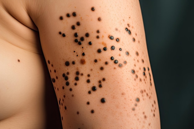 A person with black spots on their arm