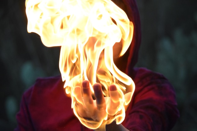 Photo person with burning hand