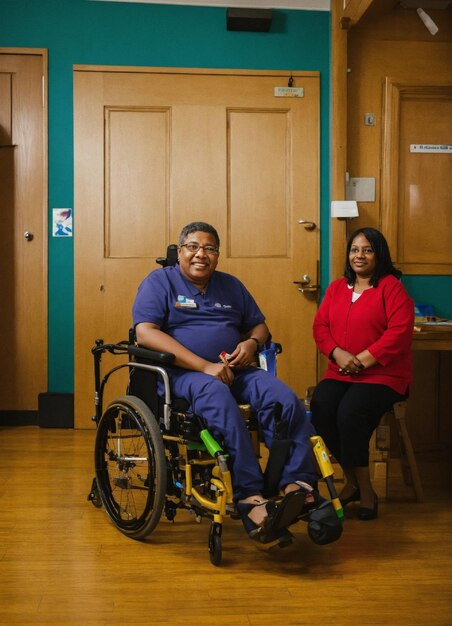 A person with cerebral palsy and a social worker