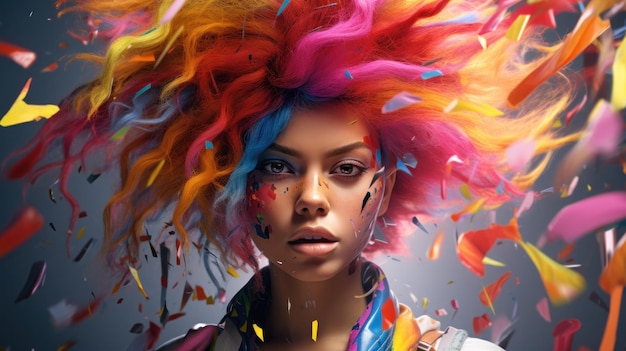 a person with colorful hair