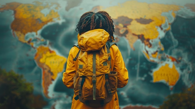 Person With Dreadlocks and Yellow Backpack Generative AI