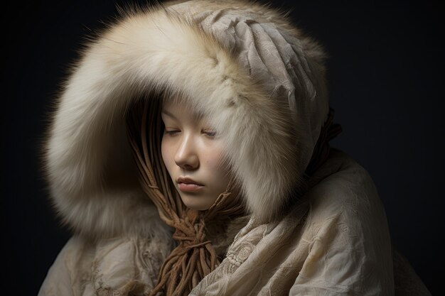 Photo a person with a fur coat
