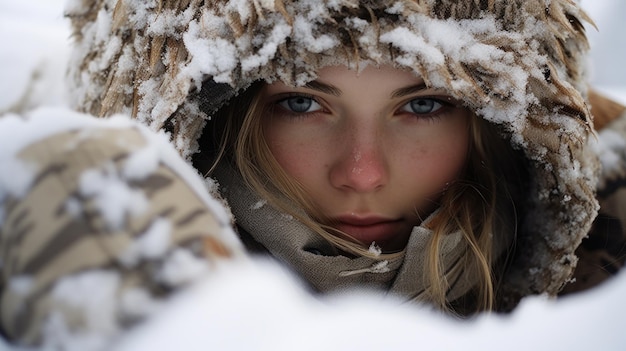 Foto una persona con un cappello di pelliccia