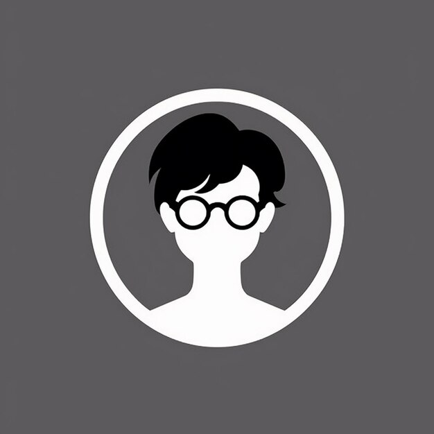 Photo a person with glasses and a round circle with a white circle around the face.