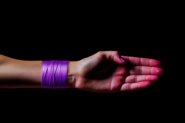 Photo a person with a purple wrist band that says  bracelet  on it