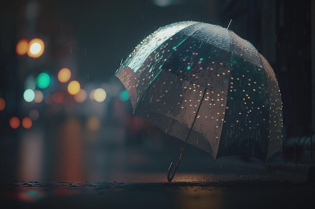 A person with an umbrella in the rain