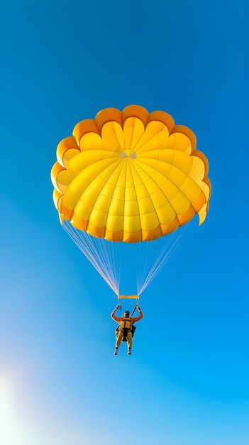 Photo a person with a yellow parachute