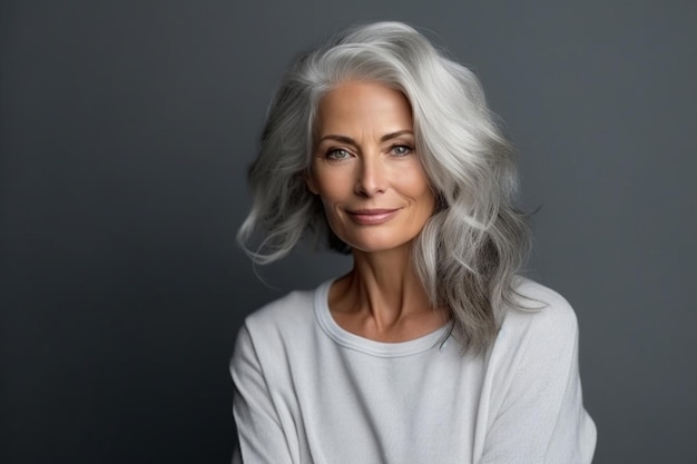 Person woman white adult caucasian older beauty age looking studio elderly female portrait old senior retired happy mature face lady smile grey cheerful grandmother