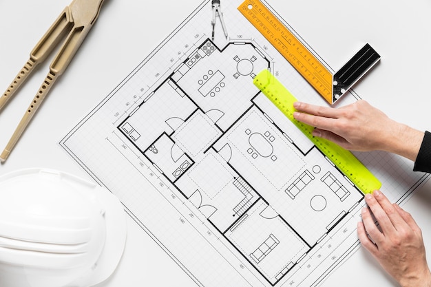 person working on architectural project