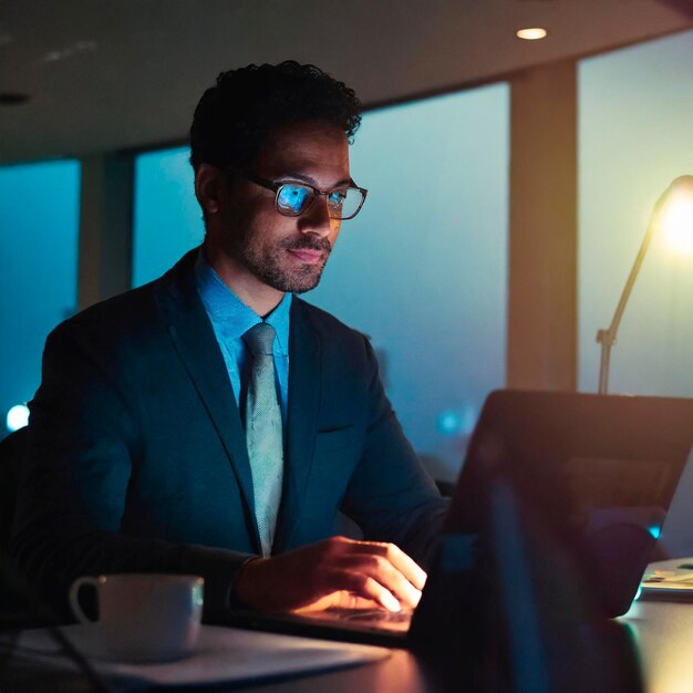 Person working in a dimly lit office distant shot