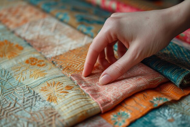 Photo a person working in an embroidery workshop