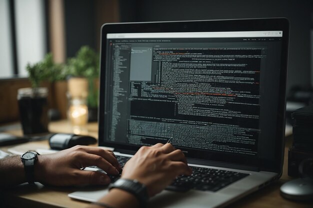Premium Photo | Person working html on computer