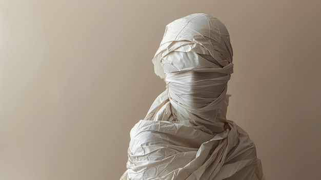 Person Wrapped in Paper Sculpture