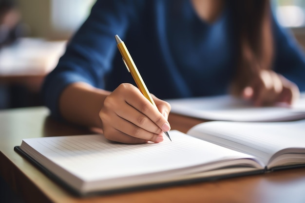 a person writing on a notebook