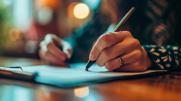 Photo person writing on a notebook