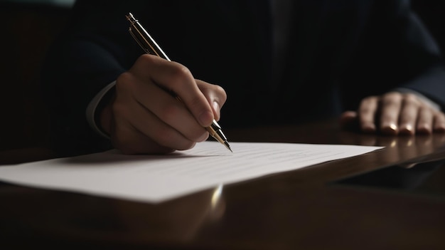 A person writing on a piece of paper