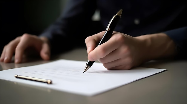 A person writing on a piece of paper