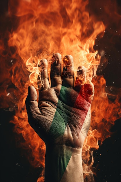Foto una persona dipinta a mano con i colori della bandiera italiana questa immagine può essere usata per celebrare la cultura italiana o per scopi patriottici