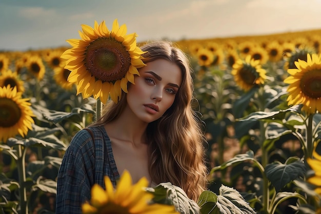 persona en campo de girasoles