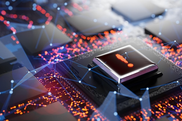 personal data protection system notification error warning sign notification and concept of danger and error in the system hacker attack virus attack ddos attacks spy program 3d render