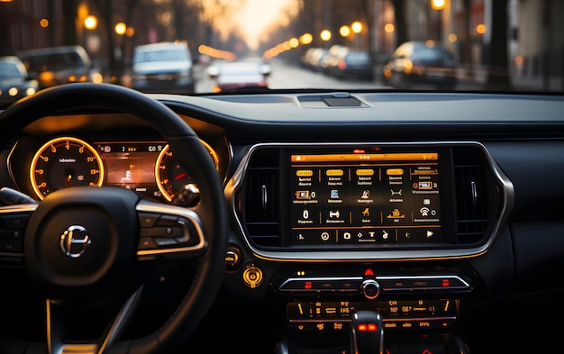 Photo personal perspective in a car with speedometer