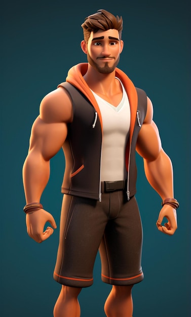 Personal trainer 3D cartoon character