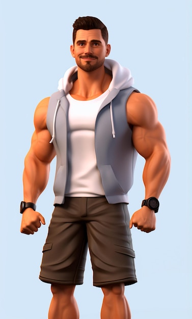 Personal trainer 3D cartoon character