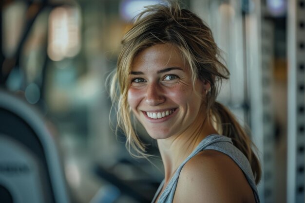 Личный тренер Фитнес-тренер на работе Прекрасная женщина, вдохновляющая на здоровье и благополучие с улыбкой