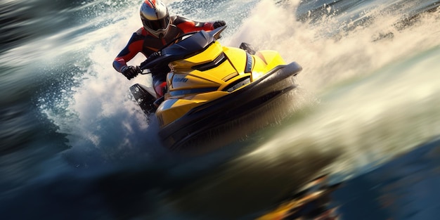 Personal watercraft high speed motion blur the embodiment of adrenaline and fast fun on the water AI Generative AI