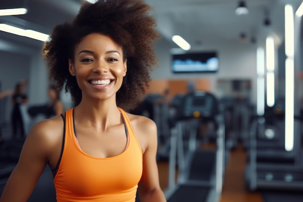 Personal woman trainer smiling and fit woman in gym wellness and healthy lifestyle