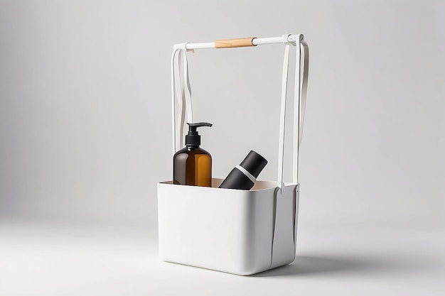 Personalize Your Space Shower Caddy Mockup with Blank Area