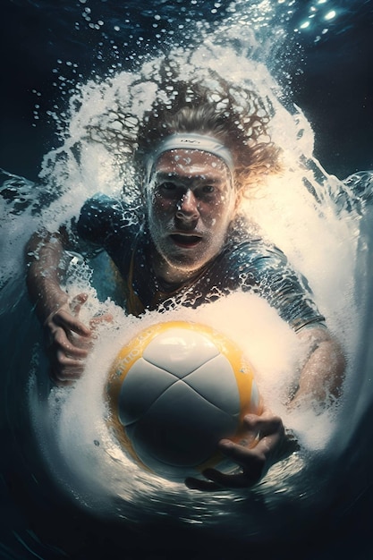 Persons are playing water polo AI image