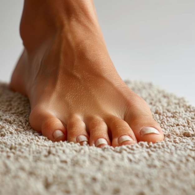 Persons Bare Feet on Carpet