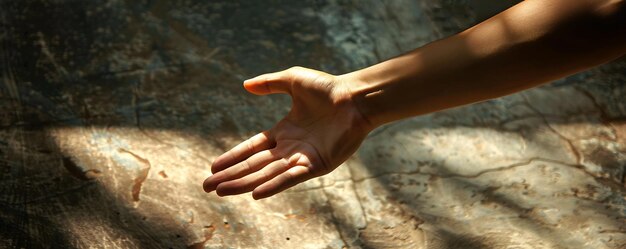 Photo a persons hand is open to the sun and the sun is shining on a rock