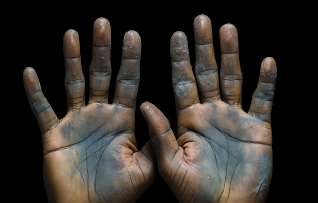 a persons hand with dirt on it and dirt on it