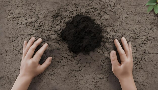 Photo a persons hands are looking at a hole in the ground