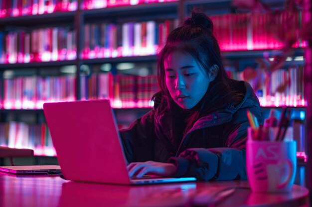 Persoon die aan het bureau werkt met laptop en pen